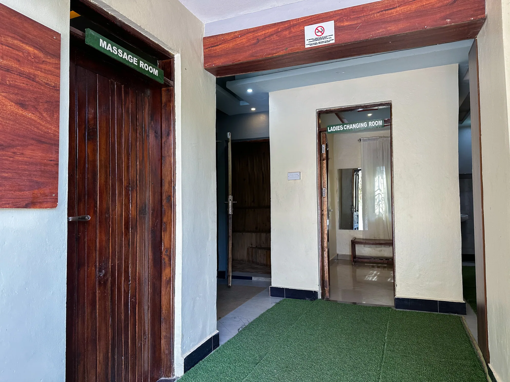 The corridor to the resort massage room